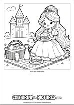 Free printable princess themed colouring page of a princess. Colour in Princess Makayla.