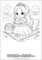 Free printable princess themed colouring page of a princess. Colour in Princess Makenna.