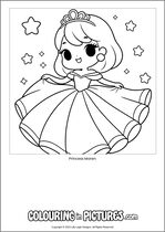 Free printable princess themed colouring page of a princess. Colour in Princess Maren.