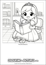 Free printable princess themed colouring page of a princess. Colour in Princess Mckenna.
