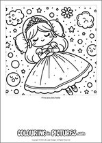 Free printable princess colouring page. Colour in Princess Michelle.