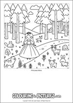 Free printable princess themed colouring page of a princess. Colour in Princess Nina.