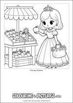 Free printable princess themed colouring page of a princess. Colour in Princess Phoenix.