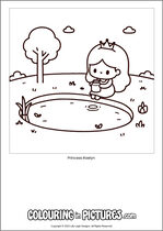 Free printable princess colouring page. Colour in Princess Raelyn.