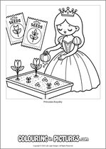 Free printable princess themed colouring page of a princess. Colour in Princess Royalty.