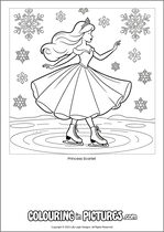 Free printable princess themed colouring page of a princess. Colour in Princess Scarlet.