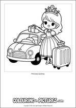 Free printable princess themed colouring page of a princess. Colour in Princess Sydney.