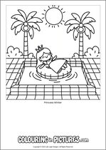 Free printable princess themed colouring page of a princess. Colour in Princess Winter.