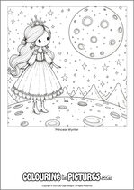 Free printable princess themed colouring page of a princess. Colour in Princess Wynter.