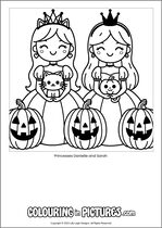 Free printable princess themed colouring page of a princess. Colour in Princesses Danielle and Sarah.