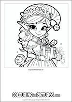 Free printable princess themed colouring page of a princess. Colour in Royal Christmas Elf.